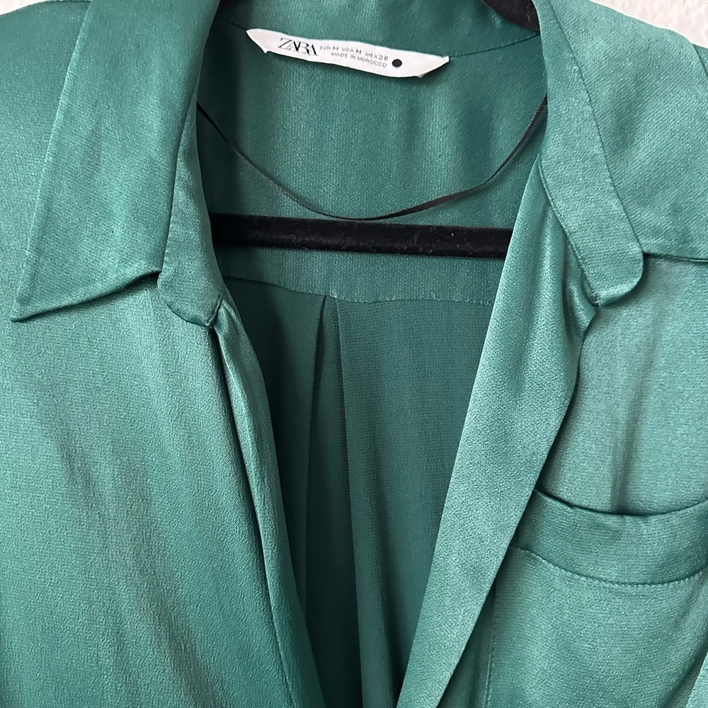 ZARA Limited Edition Green Long Sleeves Maxi Wrap Around Medium Cocktail Dress - Picture 2 of 13